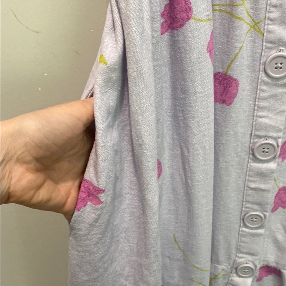 Urban Outfitters Linen Dress Midi Floral Print Dress Size Medium - Picture 11 of 16